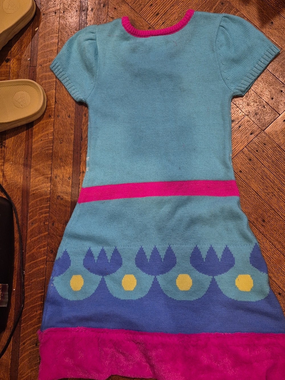 Trolls Blue Knit Short Sleeve Dress with Pink Accents - Picture 3 of 5